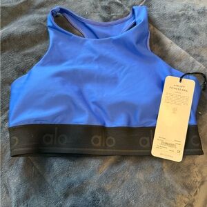 ALO Yoga Royal Blue Fitness Bra with Black Band